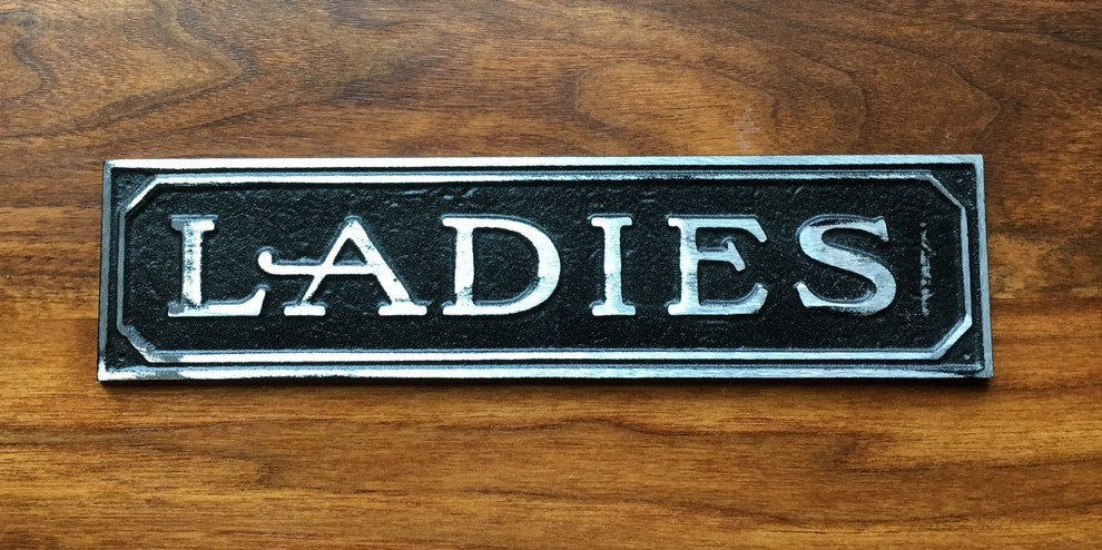 Ladies Restroom Sign: Rustic Aluminum Door or Wall Sign