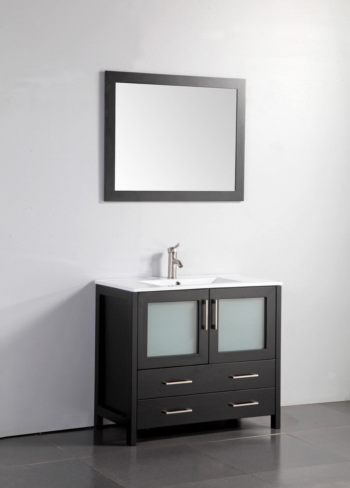Vanity Art Vanity Set With Ceramic Top, 36", Espresso, Standard Mirror