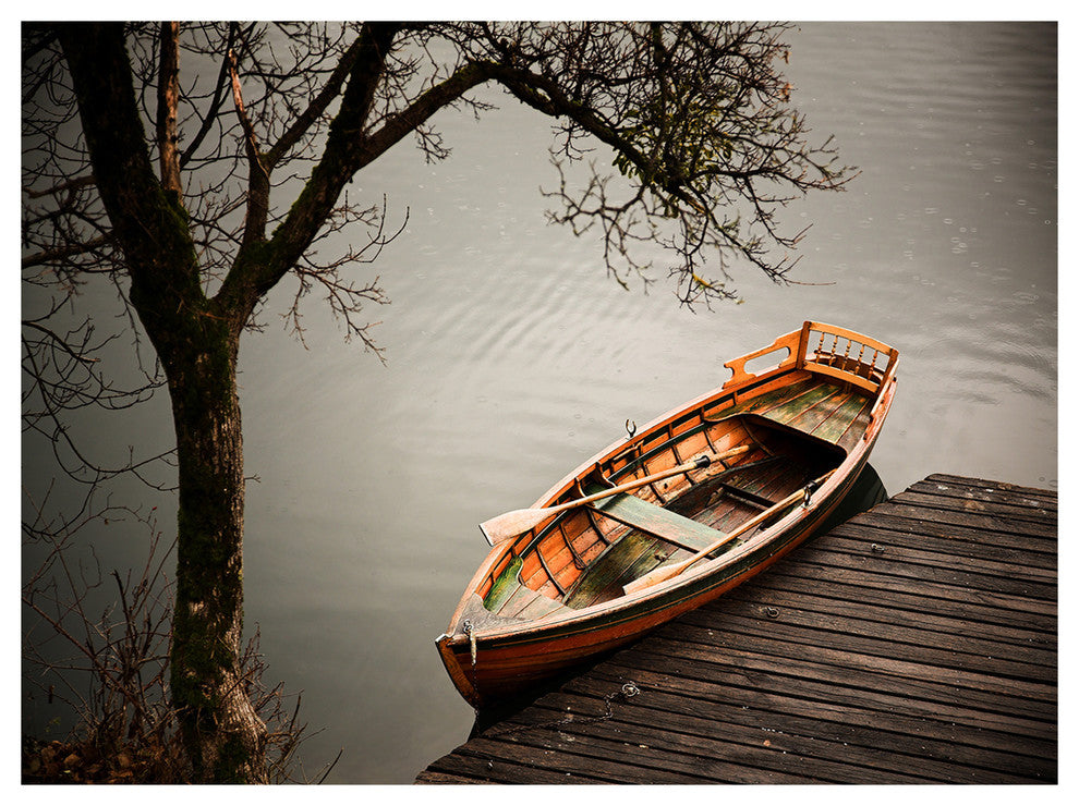 Little Rowing Boat Ferry, Boat Canvas Art Print, 40"x30"