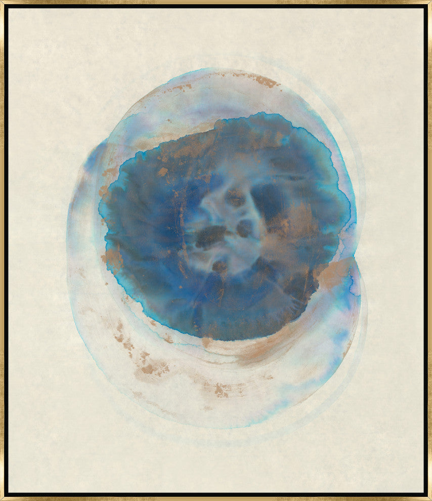 30x35 Mavi Daire III, Framed Artwork, Gold