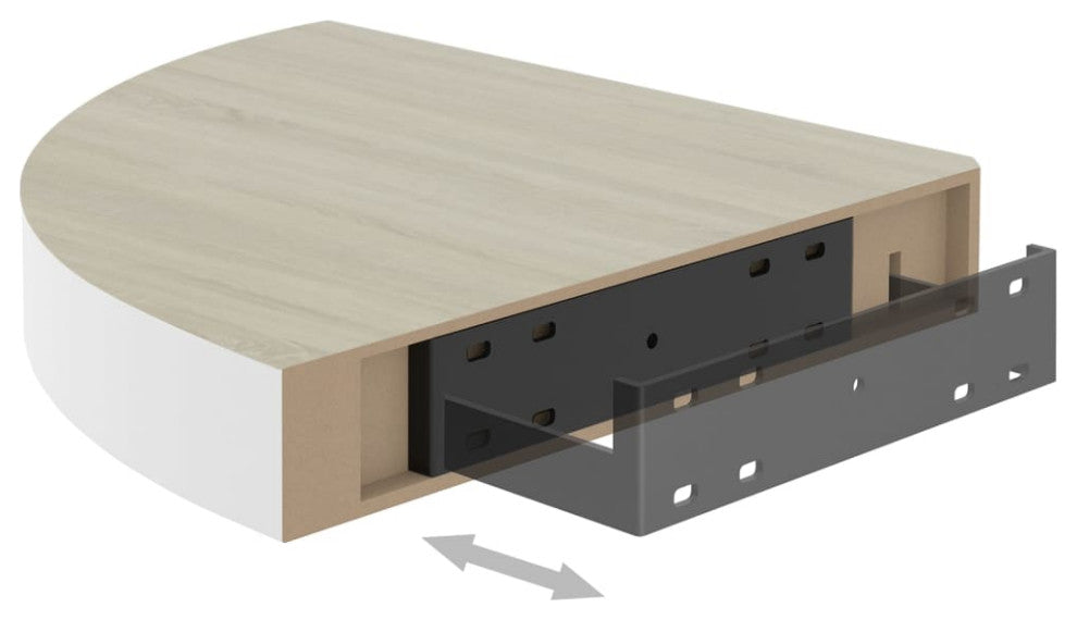 vidaXL Wall Corner Shelves Wall Floating Corner Shelf 2 Pcs Oak and White MDF
