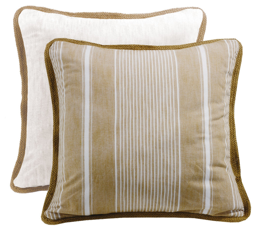 Reversible Striped Euro Sham With Trim, 27"x27", 1 Piece