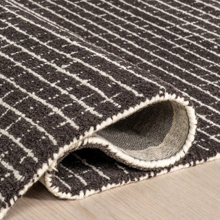 Melrose Checked Wool Area Rug, Charcoal 2' 6" x 8'