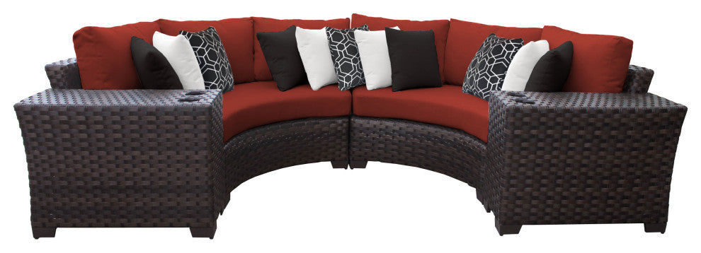 kathy ireland River Brook 4 Piece Wicker Patio Furniture Set, Cinnamon