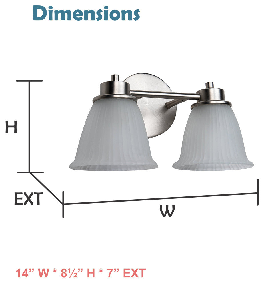 Aspen Creative 62255, Bathroom Vanity 2 Lights Fixture, Brushed Nickel
