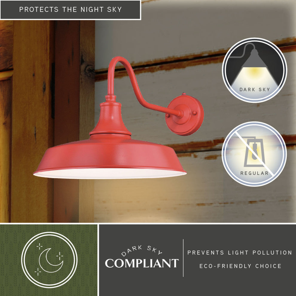 Dorado 1 Light Barn Outdoor Wall Lantern, Red/White, 15"x12"x23"