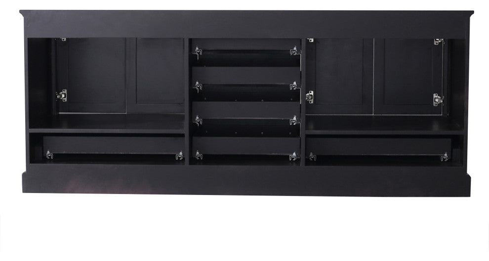 Dukes 80" Espresso Double Bathroom Vanity Cabinet, 30" Wall Mirrors