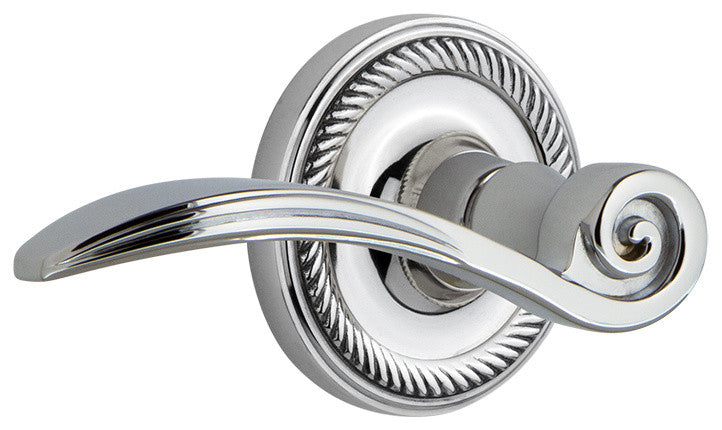 Rope Rose With Swan Lever, Bright Chrome, Privacy, Right-Handed