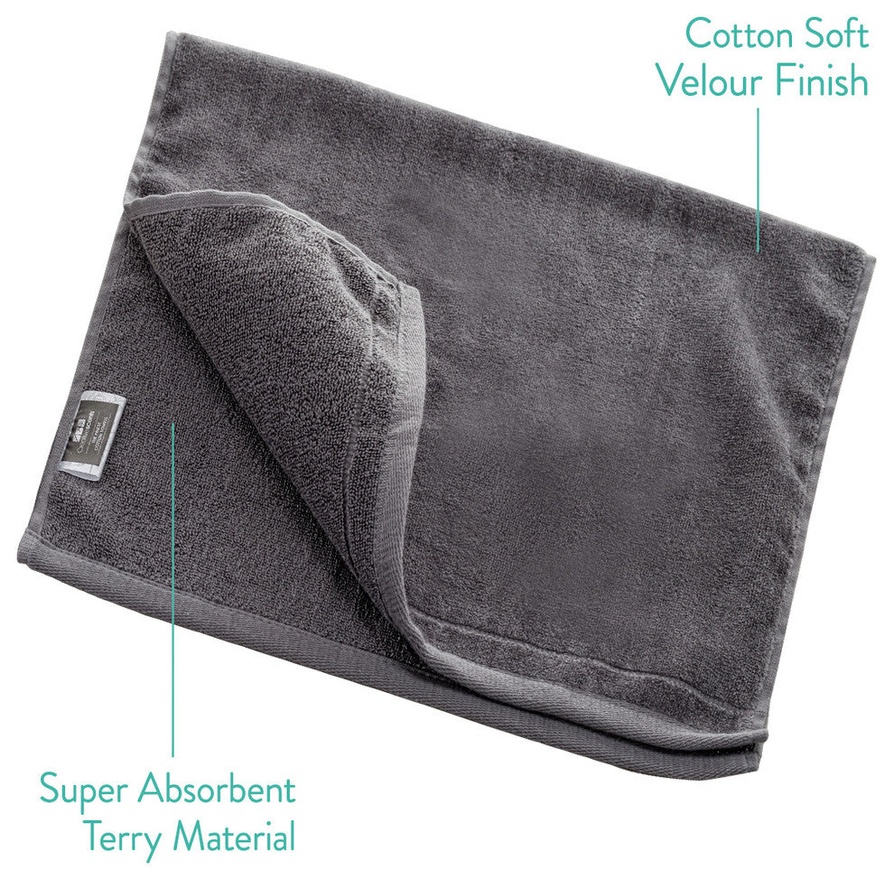 Creative Scents Set of 4 Cotton Hand Towel Set, Gray