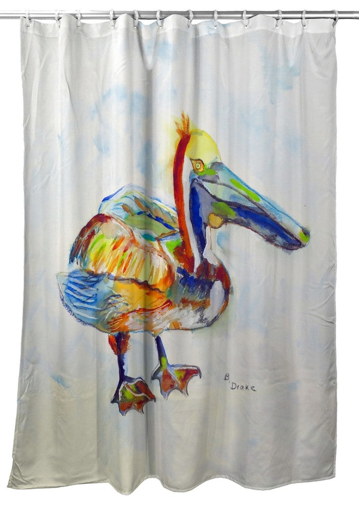 Betsy Drake Heathcliff Pelican Shower Curtain
