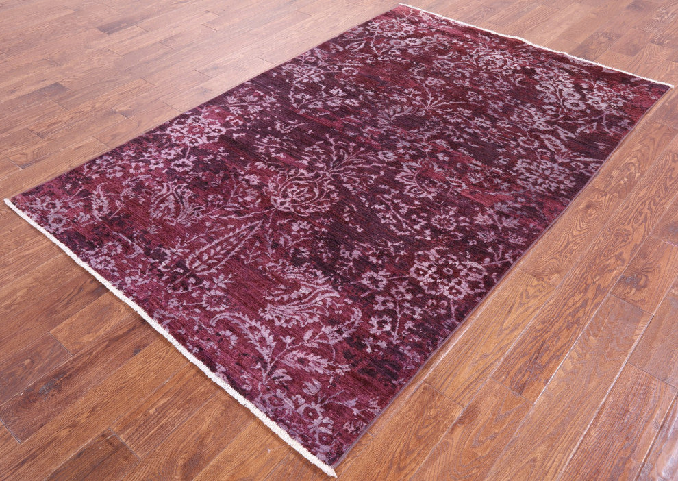 4' 10" X 7' 7" Modern Hand-Knotted Wool & Silk Rug - Q12734