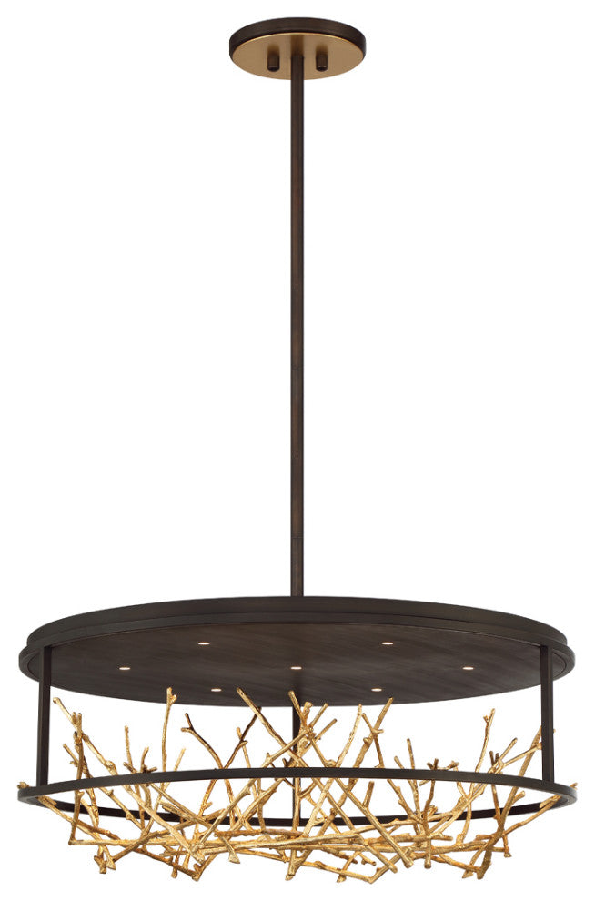 Contemporary Chandelier, Bronze/Gold