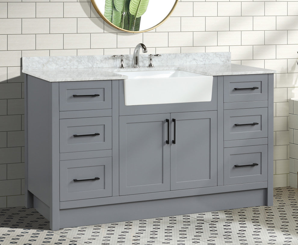 Laguna 60" Single Bathroom Vanity Set, Gray