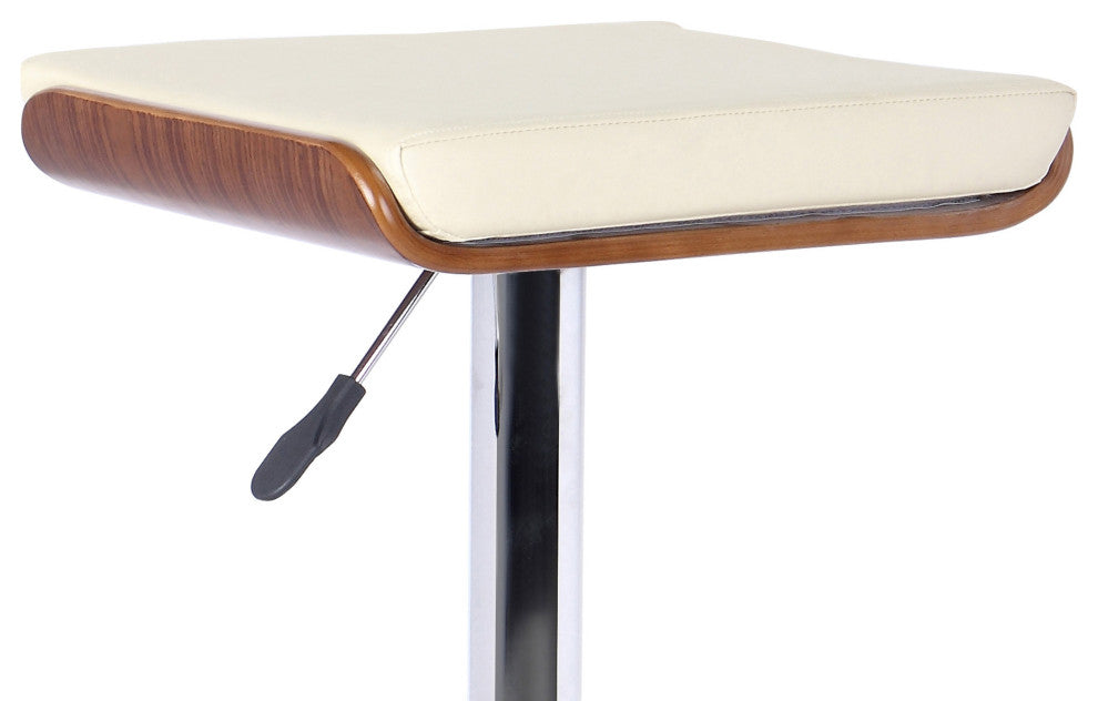 26" Cream Faux Leather Chrome Finished Bar Stool