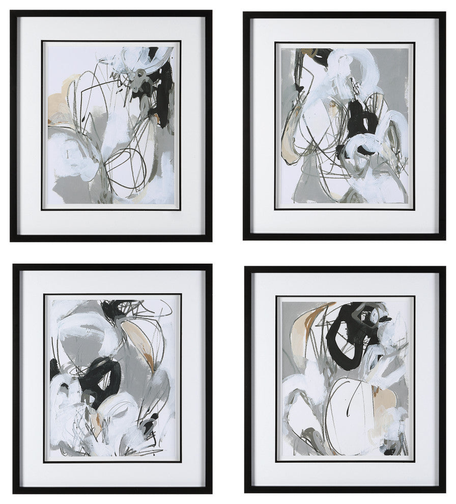 Uttermost Tangled Threads Abstract Framed prints, 4-Piece Set