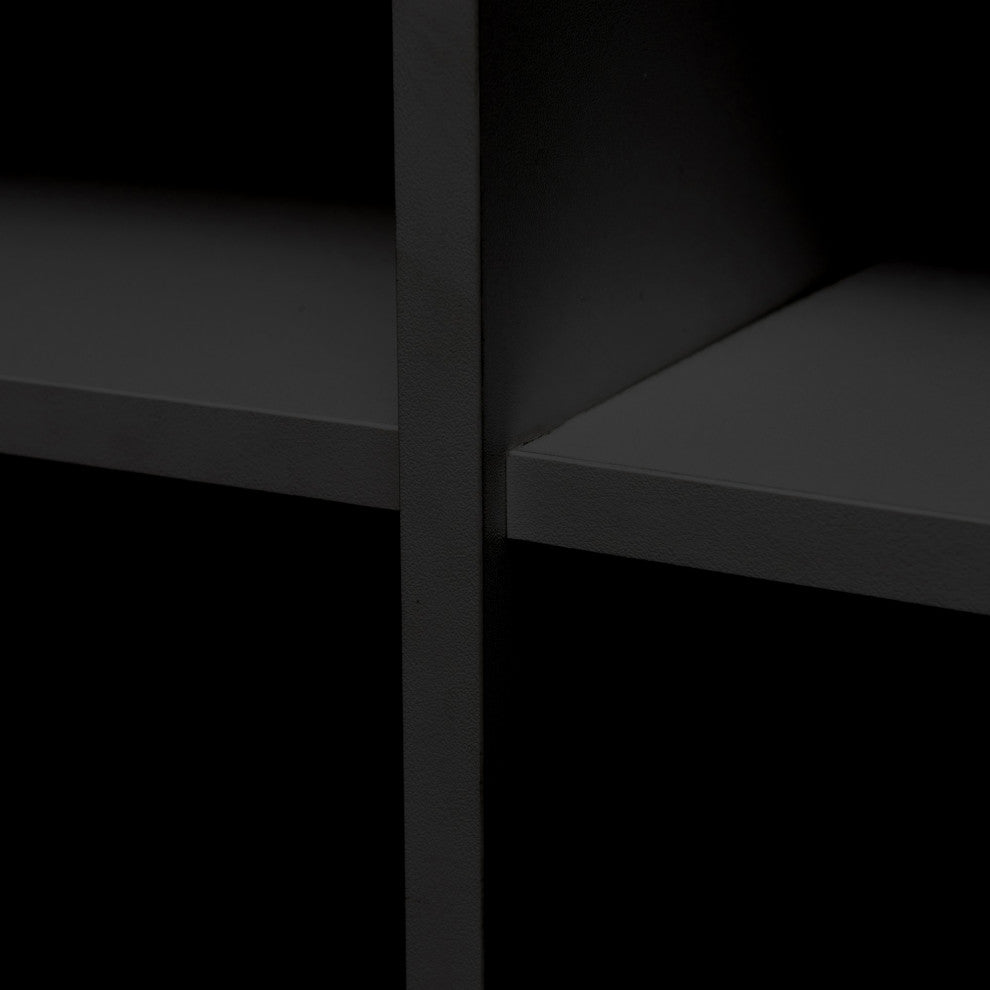 Wood Double Door Accent Cabinet with LED Light, Black, 42'' X 16''