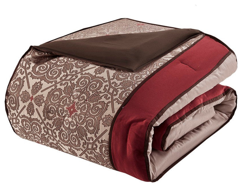 Madison Park Essentials Delaney 24-Piece Room-in-a-Bag Comforter Set, Red, Queen