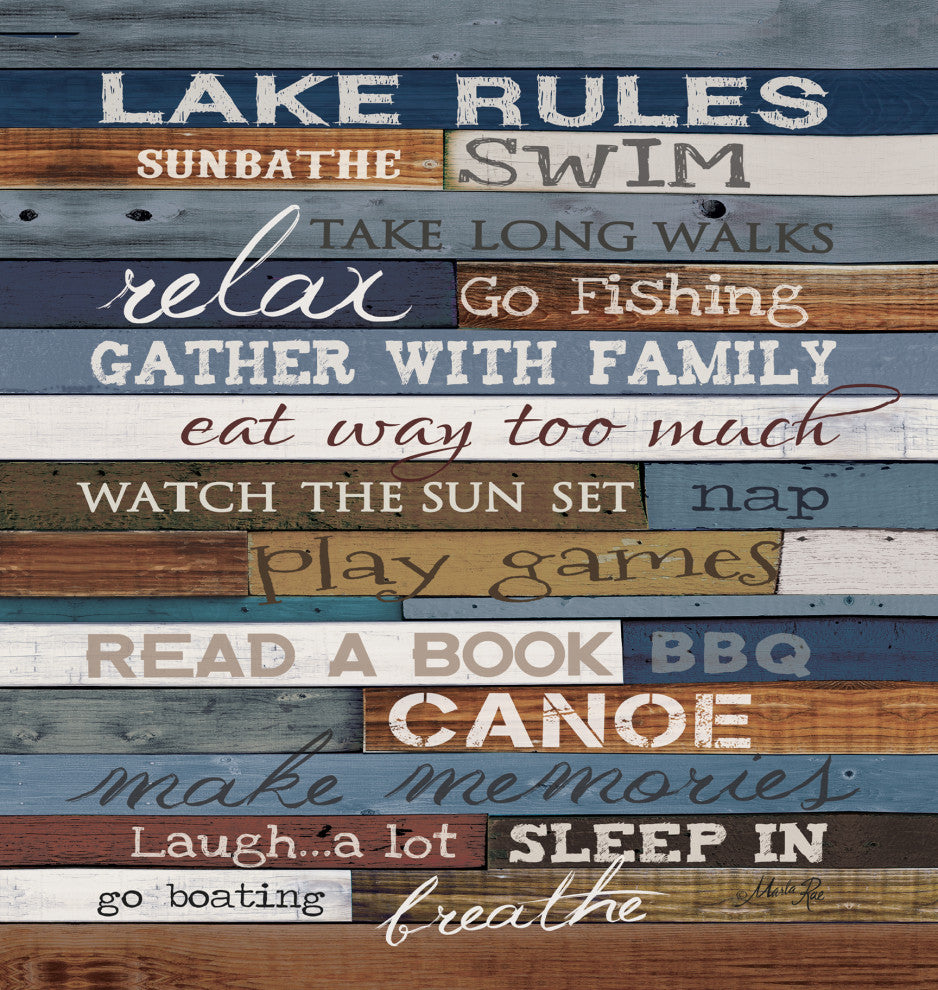 Laural Home Lake Rules 17" x 18" Woven Decorative Pillow