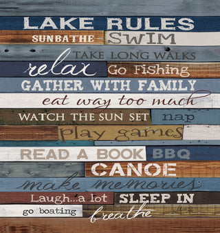 Laural Home Lake Rules 17" x 18" Woven Decorative Pillow