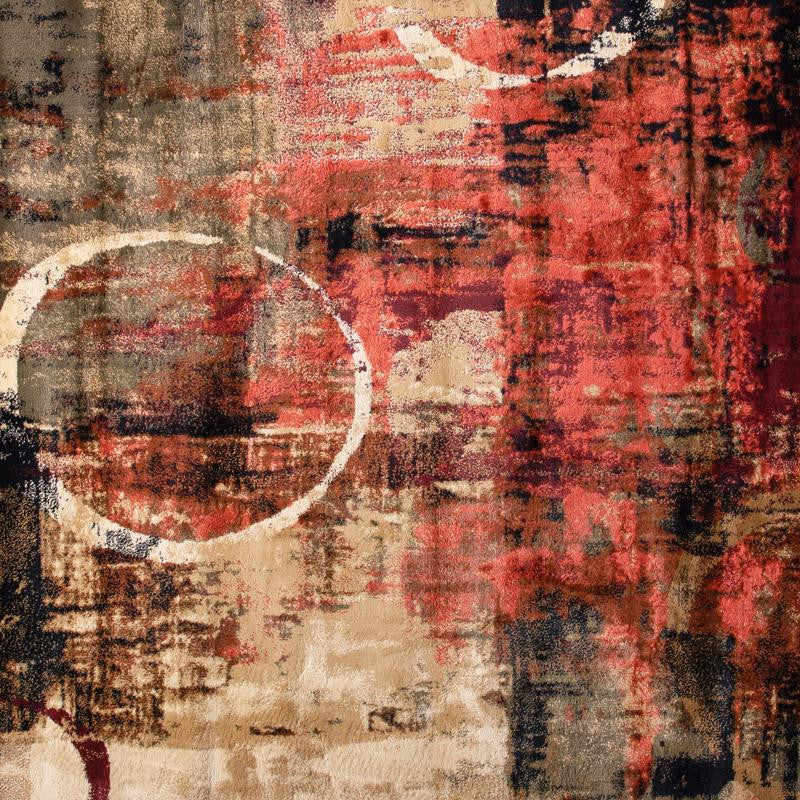 Caldor Collection Abstract Olefin Area Rug with Jute Backing, Green Multi, 8' X 8'