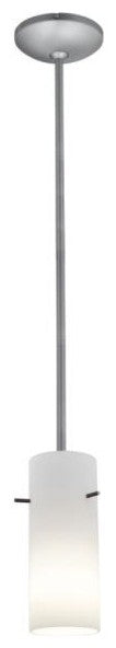 Cylinder 1-Light Pendant, Brushed Steel, BS With Opal, OPL Glass