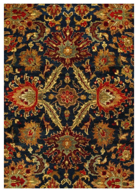 Navy Blue Fine Hand Knotted Agra Rug 4'x6'3''