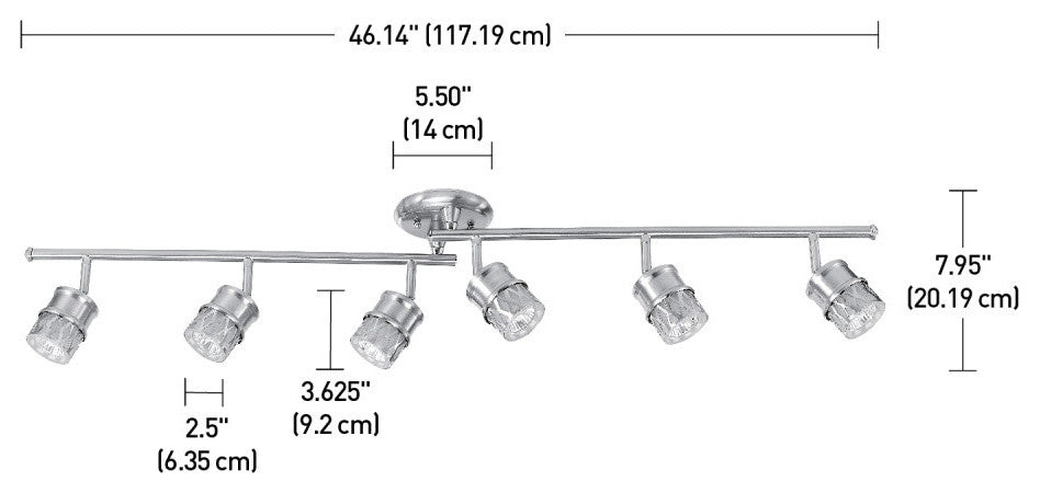 Kearney 6-Light Oil Rubbed Bronze Foldable Track Lighting, Brushed Nickel