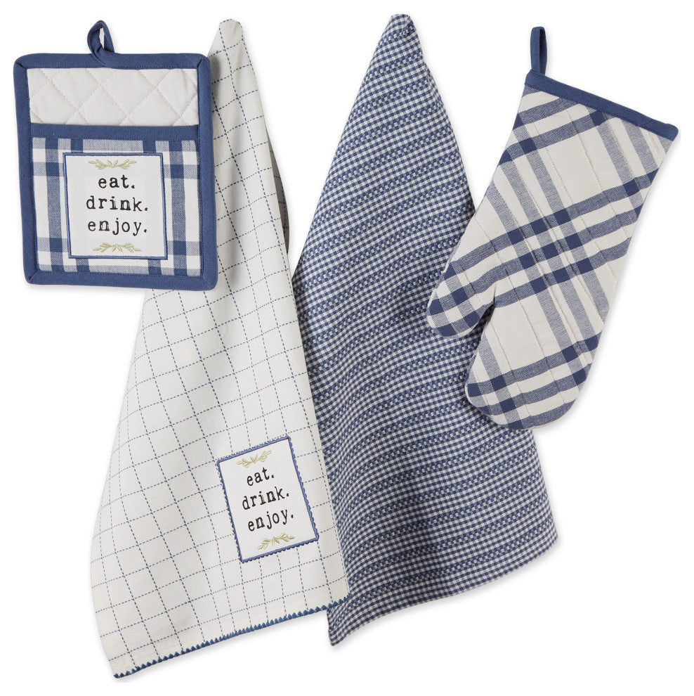 French Blue Home Sweet Farmhouse Kitchen (Set of 4)