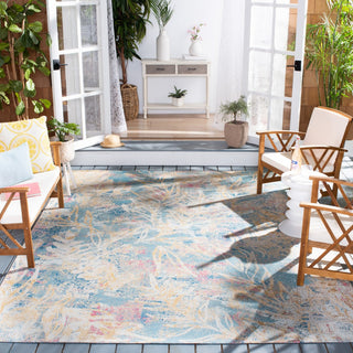 Safavieh Barbados Collection Indoor-Outdoor, BAR512 Rug, Light Blue/Ivory, 8'x10'5"