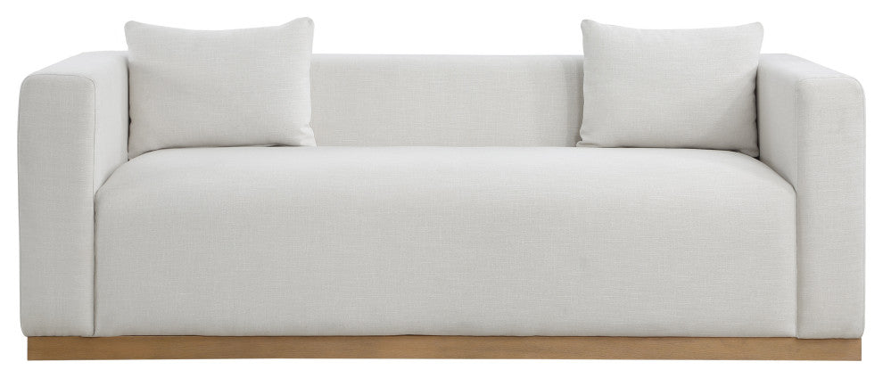 Alfie Linen Textured Fabric Upholstered Sofa, Cream