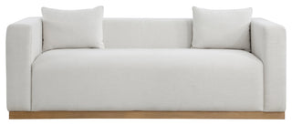 Alfie Linen Textured Fabric Upholstered Sofa, Cream