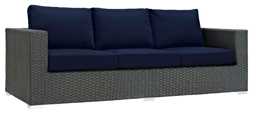Modway Sojourn Outdoor Patio Sunbrella Sofa, Canvas Navy