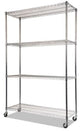Complete Wire Shelving Unit With Caster, 4-Shelf, 48"x18"x72", Silver