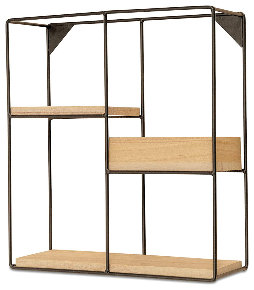 Modernist Industrial Chic Floating Box Shelf Unit, Wall Mounted