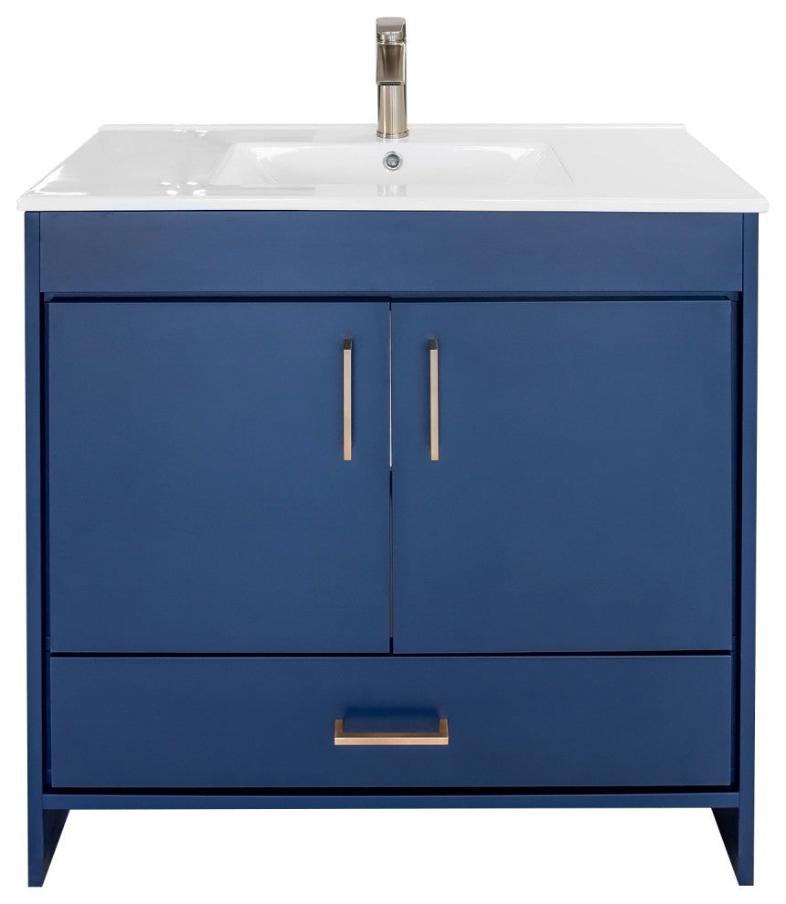 Skylar 36" Single Sink Freestanding Bathroom Vanity Set, Matte Blue