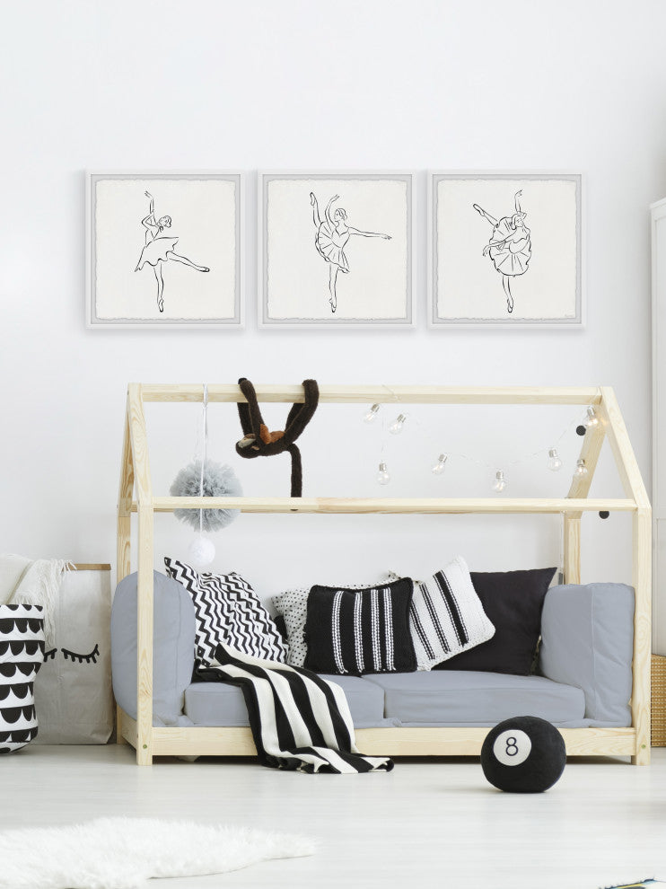 Basic Ballet Steps Triptych, 3-Piece Set, 24x24 Panels