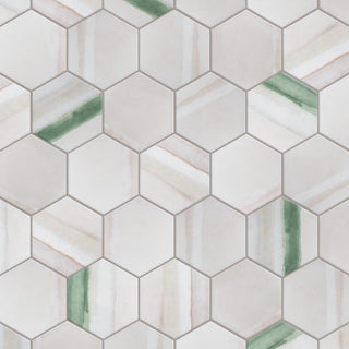 Matter Hex Canvas Bone Green Porcelain Floor and Wall Tile