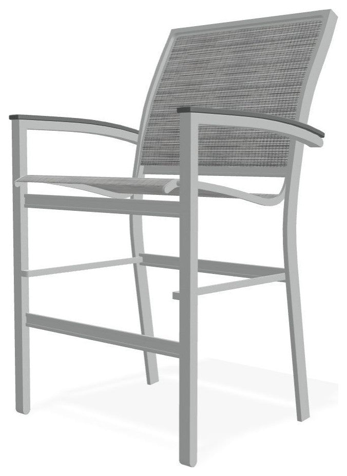 Bazza Sling Balcony Height Stackable Outdoor Stool, Destiny Steel/Graphite