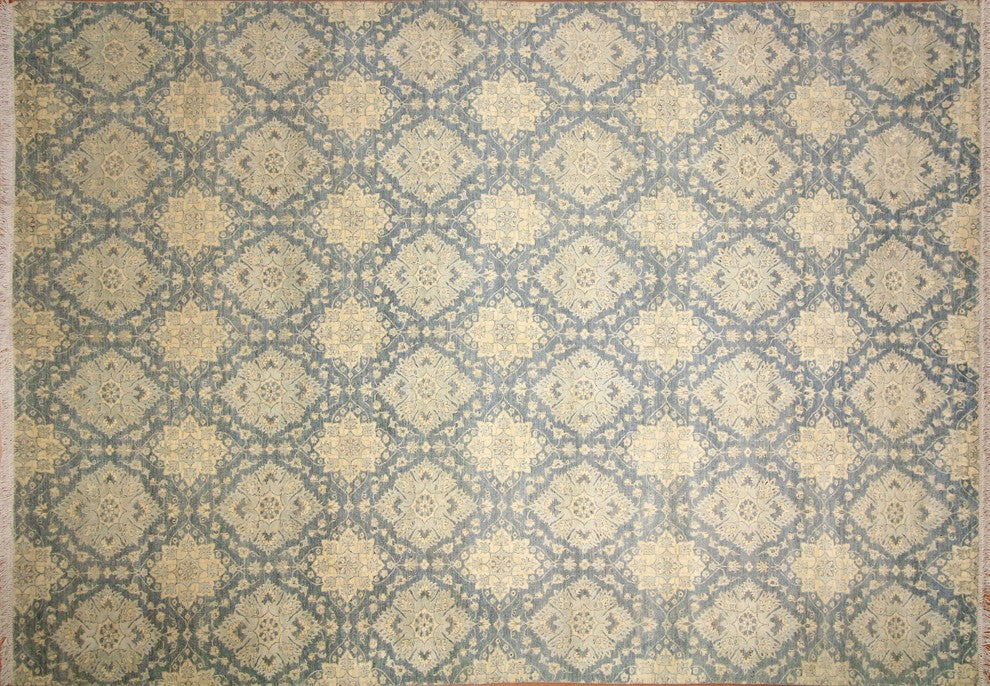 Peshawar Scarlett Light Blue Hand-Knotted Rug, 9''9x13''7