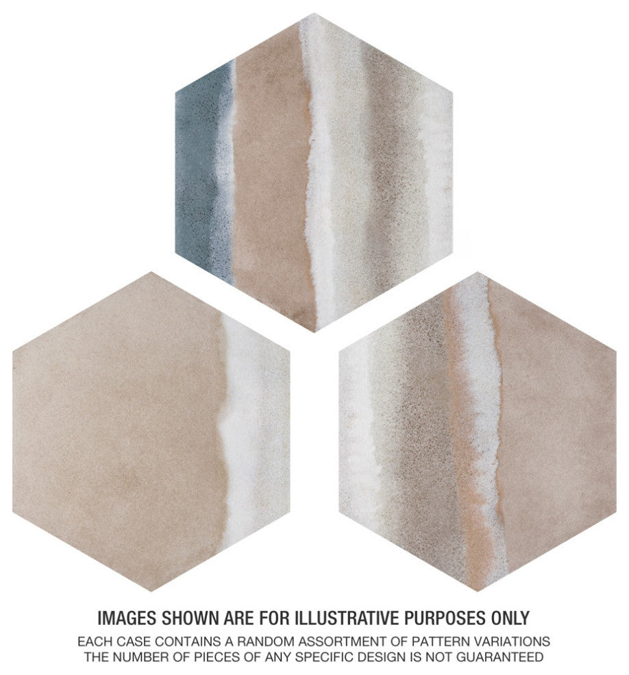 Matter Hex Canvas Taupe Blue Porcelain Floor and Wall Tile