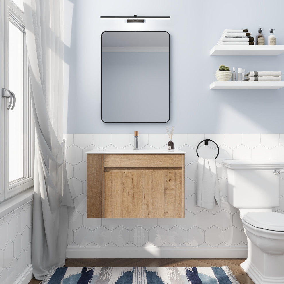 BNK 30x18 Bathroom Vanity With Adjustable Shelf, White Top