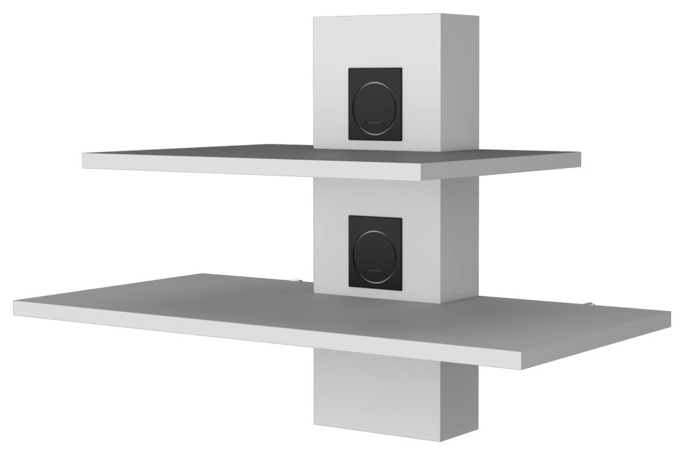 Minot Floating Shelf, Sleek Dual-Shelf Wall Unit with Cable Management