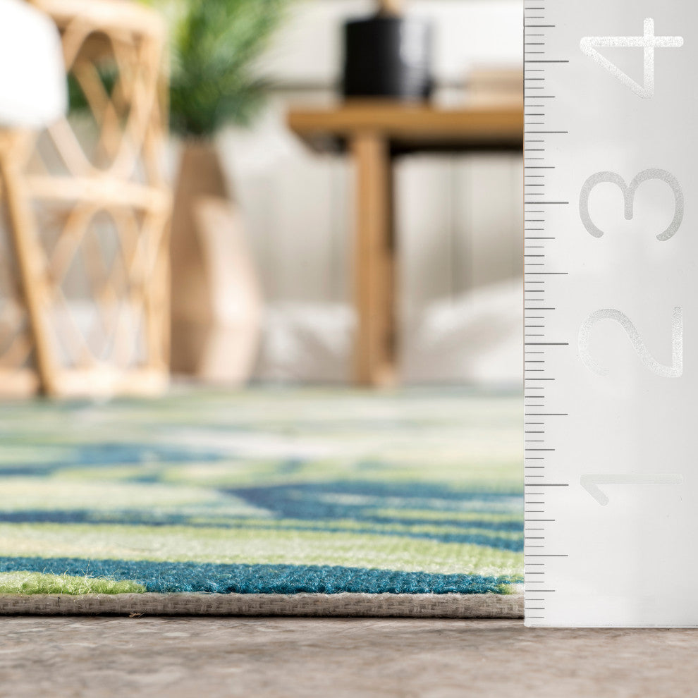 Nuloom Contemporary Country and Floral Area Rug, Green Multicolor 10'x14'