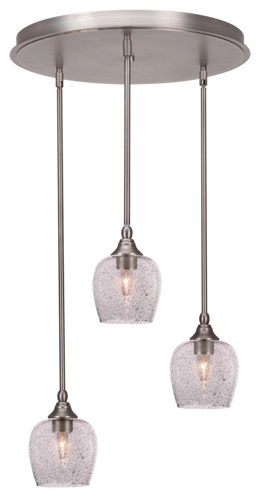 Empire 3-Light Cluster Pendalier, Brushed Nickel/Smoke Bubble