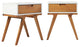 Mid-Century Modern Bridge-Leg Side Table Set "“ Caramel and White