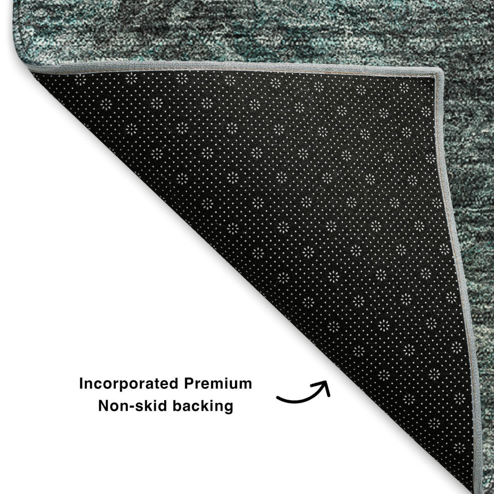 Premium Machine Washable Mayfield AMF590 Teal 3' x 5' Rug
