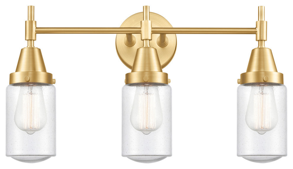 Innovations 447-3W-SG-G314 3-Light Bath Vanity Light, Satin Gold