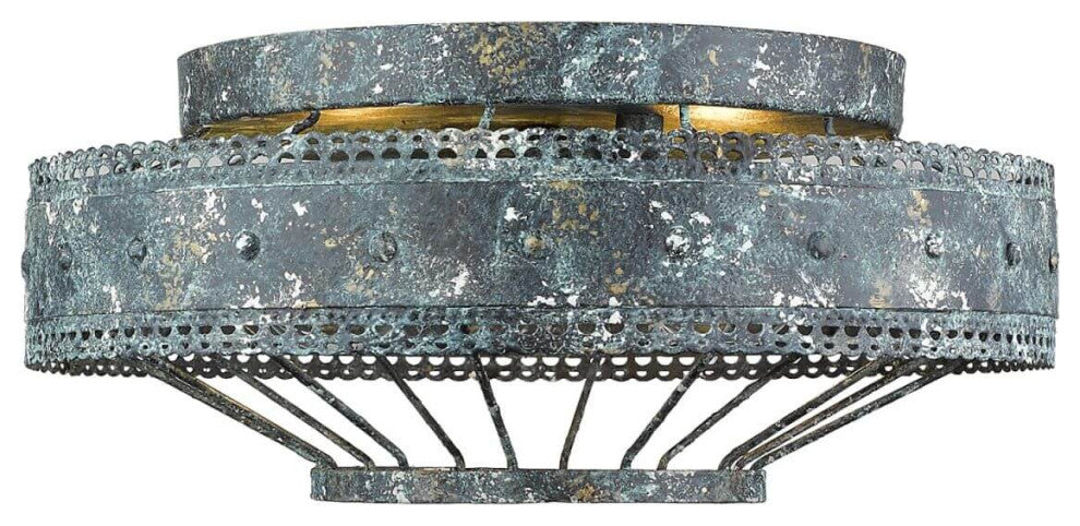 14 Inch Flush Mount, Blue Verde Patina