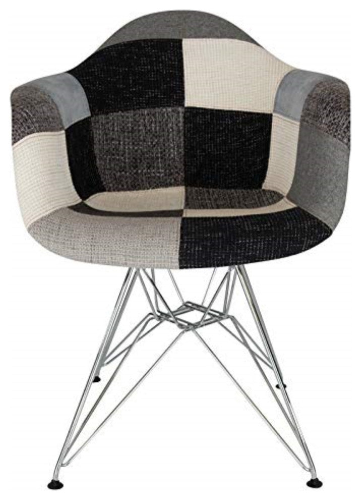LeisureMod Willow Patchwork Fabric Eiffel Accent Chair, Set of 4