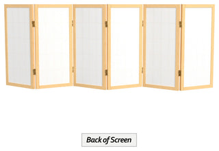 2' Tall Desktop Window Pane Shoji Screen, Natural, 6 Panels